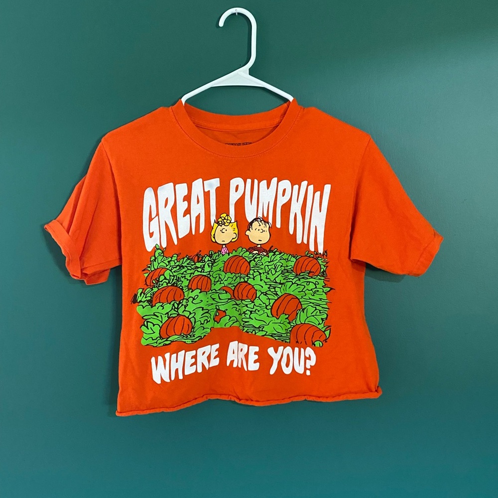 Great Pumpkin Charlie Brown Halloween Fall Women’s Crop T-Shirt - Orange